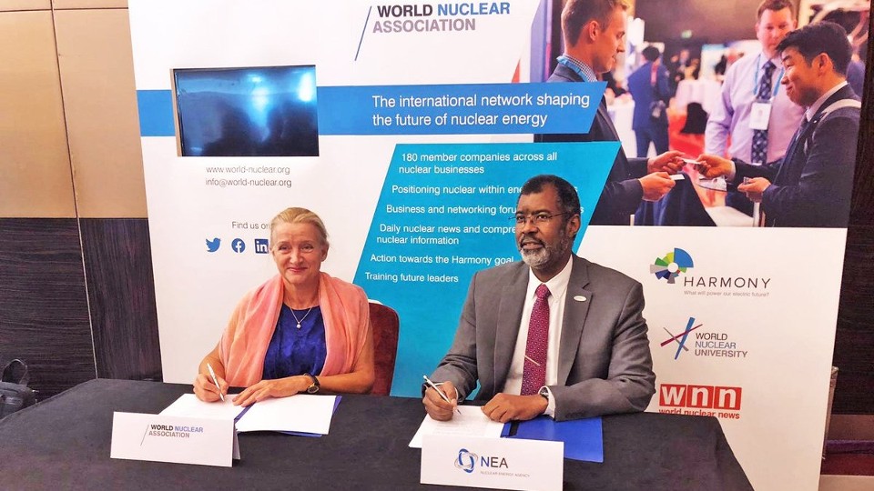 NEA signs a Memorandum of Understanding (MoU) with the World Nuclear Association at a ceremony in London, 6 September 2019