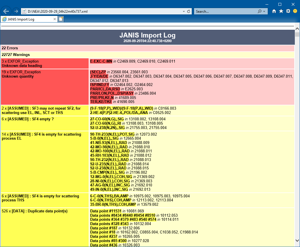 ImportDummy XML result